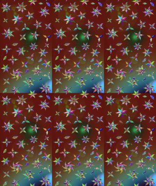 Robot resim. Kahverengi renkli çiçekler. Şirin çiçek elementleri. Raster illüstrasyonu.