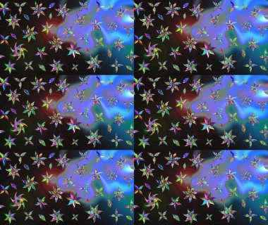 Kumaş desenli papatya çiçeği detayı. Gri renkli çiçekler.