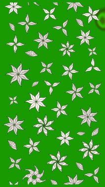 Yeşil ve nötr renklerde etnik çiçeklerle süslenmiş zarif bir eskiz. Asya Tekstil 'inde Raster Çiçek İllüstrasyonu.