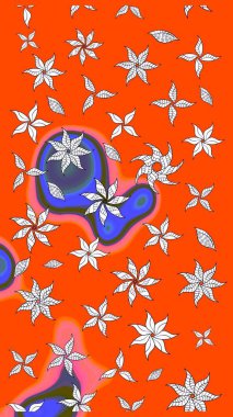 Turuncu renkte manzaralı çiçek deseni. Çiçek kompozisyonu, el boyası, hassas şablon. Üst manzara, yumuşak stil. Sevgililer günü ve tebrik kartı konsepti için şık bir davet.