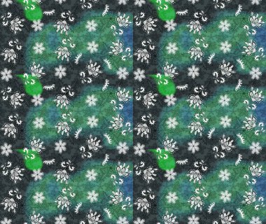 Soyut etnik raster çizim kalıbı. Arkaplan dokusu, duvar kağıdı, yeşil renkli çiçek teması. Kabile sanatı boho baskısı, klasik çiçek arkaplanı.