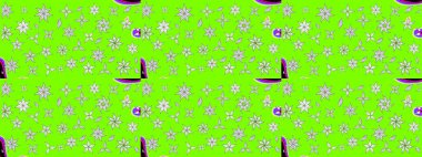 Yeşil renkli Asya tekstili. Raster illüstrasyonu. Çiçek desenini çiz.