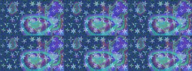 Suluboya, elle çizilmiş. Raster hisseleri. Çiçekler maviye. Taslak arkaplan deseni.