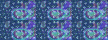 Suluboya, elle çizilmiş. Raster hisseleri. Çiçekler maviye. Taslak arkaplan deseni.