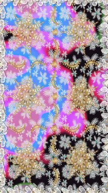 Gri renkli ve altın elementli geleneksel altın sarısı desen. Barok tarzında kusursuz bir doğulu süsü..