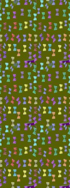 Yeşil ve nötr arka planda renkli kelebek koleksiyonu. Kağıt, kumaş ve ambalaj için uygun. Kart, baskı ve davetiye için basit kadınsı bir model. Robot resim. Raster illüstrasyonu.