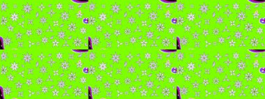 Yeşil renkli Asya tekstili. Raster illüstrasyonu. Çiçek desenini çiz.