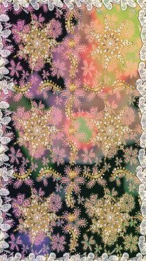 Barok tarzında kusursuz bir doğulu süsü. Geleneksel klasik raster altın pürüzsüz desen. Gri renklerdeki altın elementler.