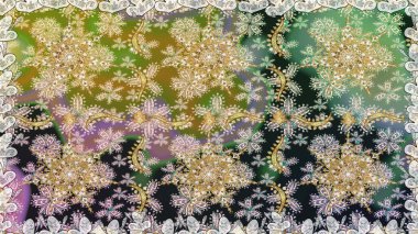 Barok tarzında kusursuz bir doğulu süsü. Geleneksel klasik raster altın pürüzsüz desen. Tarafsız renklerdeki altın elementler.