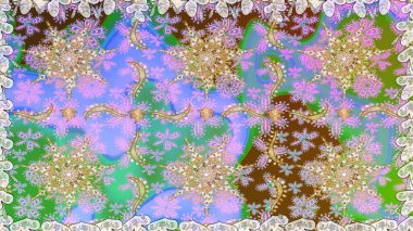 Tarafsız renklerde altın element. Barok tarzında altın çiçekli süs. Altın çiçekli, pürüzsüz desen. Damask arkaplanı.