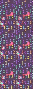 Şirin kelebek grisi ve nötr raster deseni. Giysi tasarımı için dekorasyon. Çizim.