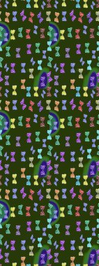 Watercolor Style 'da uçan kelebeklerle eskiz kalıbı. Doğadaki güzellik. Yeşil ve nötr renkler üzerine bir resim. Kumaş, Tekstil, Baskı ve Davetiye için arka plan. Raster illüstrasyonu.