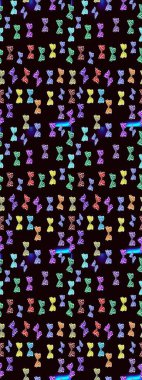 Siyah ve nötr arka planda güzel renkli kelebeklerin Raster vintage el çizimi. Moda sevimli kumaş tasarımı. Raster illüstrasyonu.