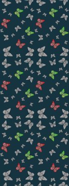 Mavi ve gri lekeli güzel bir kelebek kumaşı. Bahar Kelebeği teması. Duvar kağıdı için böcek dokusunun tekrarı. Raster illüstrasyonu.