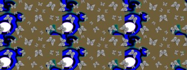 Şirin kelebeklerin güzelliği. Elle çizilmiş illüstrasyon. Moda Kumaşı Tasarımı. Kahverengi ve gri renkli resimler. Raster..