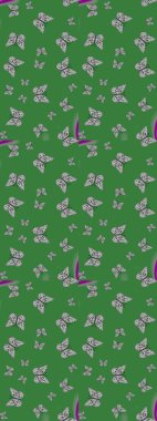 Renkli romantik kelebekler eskizler çiziyor. Dekoratif Raster çizimi. Elle çizilmiş kelebeklerle. Yeşil ve gri renkler üzerine soyut arkaplan.