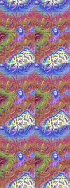 Raster illüstrasyonundaki çiçek desenli çizim. Renkli Yaz Temalı eskiz kalıbı. Düz Çiçek Elementleri Tasarımı. Mavi, pembe ve mor renkte çiçekler.