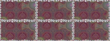 Çiçeksiz desenli arka plan. Kahverengi renkli çiçekler. Tişört baskısı için çiçek boyama rasteriName.