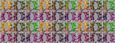 Tekstil tasarımı için doğal renklerde geleneksel halk çiçekleri buketi. Çiçeksiz desenli nakış işlemeli gelincikler ve vadi zambaklarıyla.