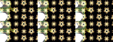 Siyah renklere karalamalar çizilmiş çiçek deseni. Raster illüstrasyonu.