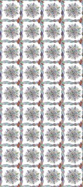 Soyut, etnik, kusursuz bir model. Arkaplan dokusu, duvar kağıdı, çiçek teması yeşil, nötr ve beyaz renkler. Kabile sanatı boho baskısı, klasik çiçek arkaplanı.