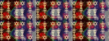 Şirin çiçekli eskiz deseni ve gri, kahverengi ve mor renkli yapraklar, suluboya çiçek deseni, duvar kağıdı, kart ya da kumaş için fayanslı. Raster illüstrasyonu.