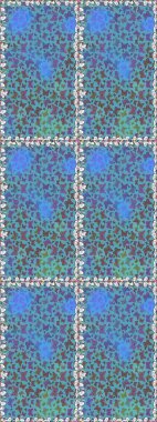 Yumuşak mavi ve menekşe arkaplanda yalıtılmış şirin yaban sinekleri. Sanat retro seramik seramik tasarım tarzında serbest ve doğrusal el çizimi logo. Mavi ve menekşe renklerini kapat.