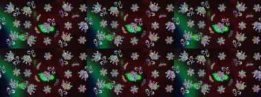 Kahverengi renklerde. Çiçekli güzel suluboya desen. Raster illüstrasyonu.