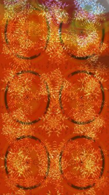 Kar tanelerinin soyut arkaplanlı Noel arkaplanı. Noel için tatil tasarımı, yeni yıl moda baskıları. Turuncu, kahverengi ve sarı kar taneleri. Raster illüstrasyonu. Güzel tasarım..