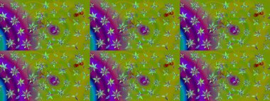 Gömlek, arka plan modelini çiz. Yeşil ve mor renkli çiçekler. Tropik çiçekler.