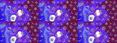 Çiçek ve yapraklı çiçek deseni. Küçük çiçekli şirin bir desen. Raster illüstrasyonu.