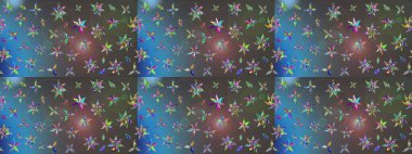 Raster illüstrasyonu. Gri ve mavi renkte çiçekler. Çizim çiçek deseni duvar kağıdı için kullanılabilir.