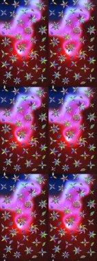 Yumuşak, bahar çiçekli arka plan. Kahverengi ve kırmızı renkte çiçekler. Raster çiçek desenli ve çiçekli..