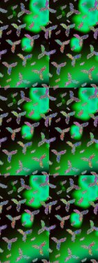 Kar taneleri deseni. Raster illüstrasyonu. Kar taneleri arka planda. Kar tanesi süsleme deseni. Renkli arkaplanda izole edilmiş kar tanelerinin düz tasarımı.