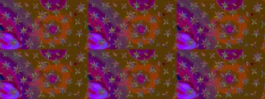 Çiçekli karalama şeklinde Raster çiçek deseni. Yumuşak, yaz çiçekleri kahverengi ve mor renklerde. Raster illüstrasyonu.