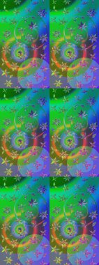 Çiçekli karalama şeklinde Raster çiçek deseni. Yumuşak, yaz çiçekleri yeşil ve mavi renklerde. Raster illüstrasyonu.