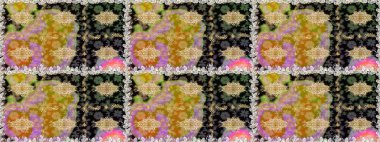 Kahverengi ve bej renklerde altın elementler. Çiçek deseni. Kusursuz raster arka plan. Şık bir grafik desen. Duvar kâğıdı barok, İspanyol kumaşı.