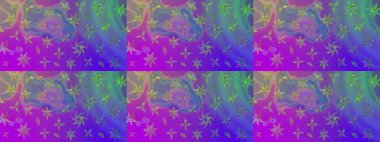 Raster illüstrasyonundaki çiçek desenli çizim. Suluboya tarzında mor renkte çiçekler.