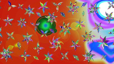 Çiçekli eskiz çizimi. Turuncu renkli çiçekler. Renkli Yaz Temalı eskiz kalıbı. Düz Çiçek Elementleri Tasarımı.