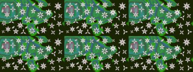 Suluboya çiçekli çiçek deseni. Raster illüstrasyonu. Gri renkli Asya tekstili.