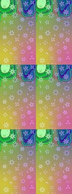 Sevimli çiçek raster deseni. Sketch Colour Spring Theme eskiz kalıbı. Tarafsız ve yeşil renklerde çiçekler. Düz Çiçek Elementleri Tasarımı.