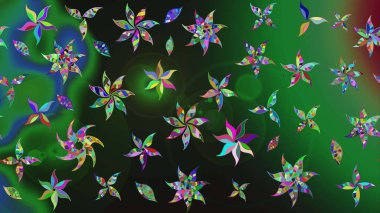 Gömlek, arka plan modelini çiz. Tropik çiçekler. Yeşil ve gri renkte çiçekler.