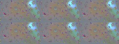 Hediye ambalaj kağıdı, tebrik kartları, posterler ve pankart tasarımı. Gri ve bej renkli çiçekler. Raster düz çiçek çizim deseni.