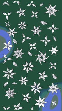 Raster illüstrasyonu. Küçük çiçekli basit bir çiçek çizimi. Yeşil renkte şirin çiçekler. Moda baskısı, albüm, ambalaj kağıdı, duvar kağıdı için zarif dekoratif süslemeler..