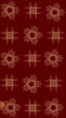 Raster kış deseni. Kırmızı, kahverengi ve bej renkler üzerine tasarım. Raster illüstrasyonu. Çiçek Elementleri ile soyut arkaplan.