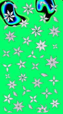 Raster suluboya çiçek deseni, narin çiçekler, yeşil çiçekler, tebrik kartı şablonu. Raster Güzel kumaş deseni.