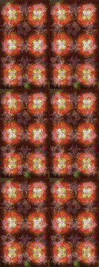 Kahverengi, turuncu ve pembe renklerde. Raster illüstrasyonu. Çiçekli güzel suluboya desen.