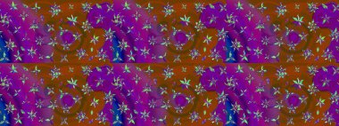 Çiçekli çizim şekli. Renkli Bahar Teması eskiz kalıbı. Düz Çiçek Elementleri Tasarımı. Mor ve kahverengi renkte çiçekler.