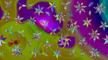 Tomurcukları çiçek olan sevimli bir çiçek deseni. Eskiz geçmişi. Raster illüstrasyonu. Kumaş, tekstil, duvar kağıdı baskısı için. Eski usul. Raster..