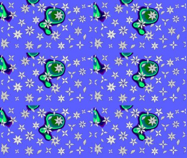 Çiçekler suluboya eskiz deseni. Raster Stili kumaş deseni.